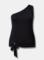 Super Soft One Shoulder Tie Front Crop Top