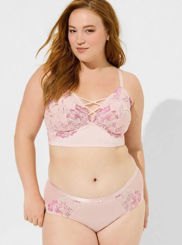 Floral X Dye Lace Mid Rise Hipster Panty