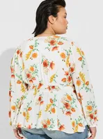 Washable Gauze Tie Front Kimono
