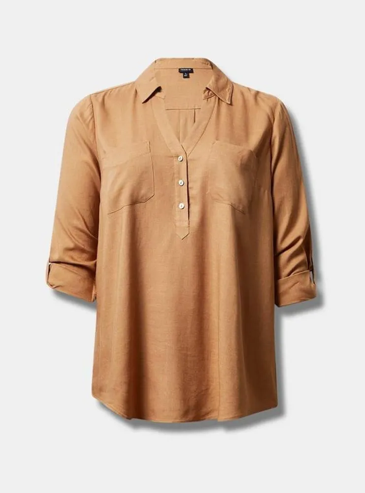 Linen Pocket Henley Long Sleeve