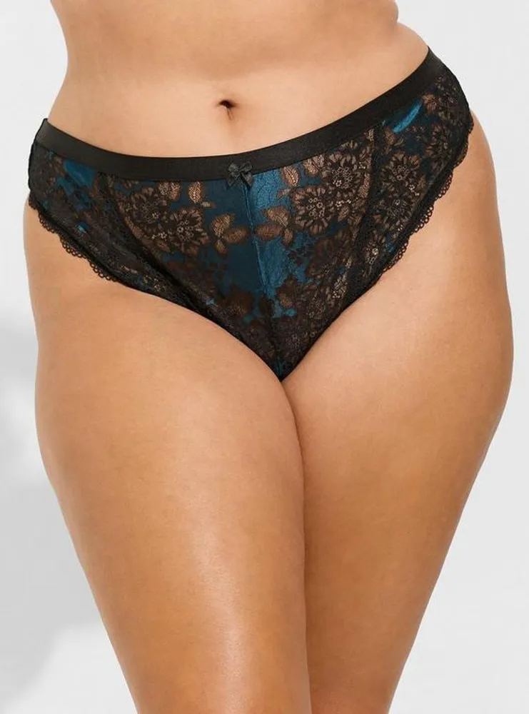 Two Tone Mid Rise Thong Panty