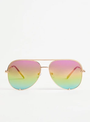 Aviator Reflective Lens Sunglasses