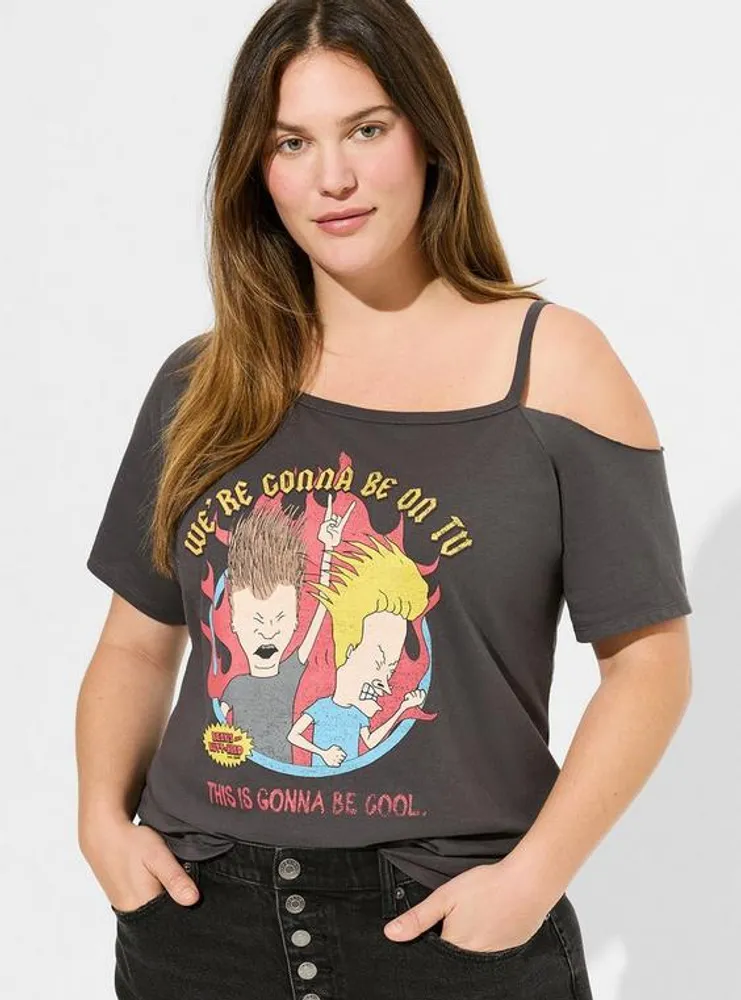 Beavis And Butthead Classic Fit Cotton One Shoulder Tee