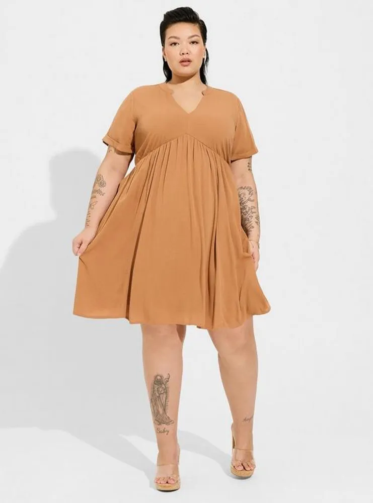 Mini Washable Gauze Hi Low Waist Tunic Dress