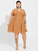 Mini Washable Gauze Hi Low Waist Tunic Dress