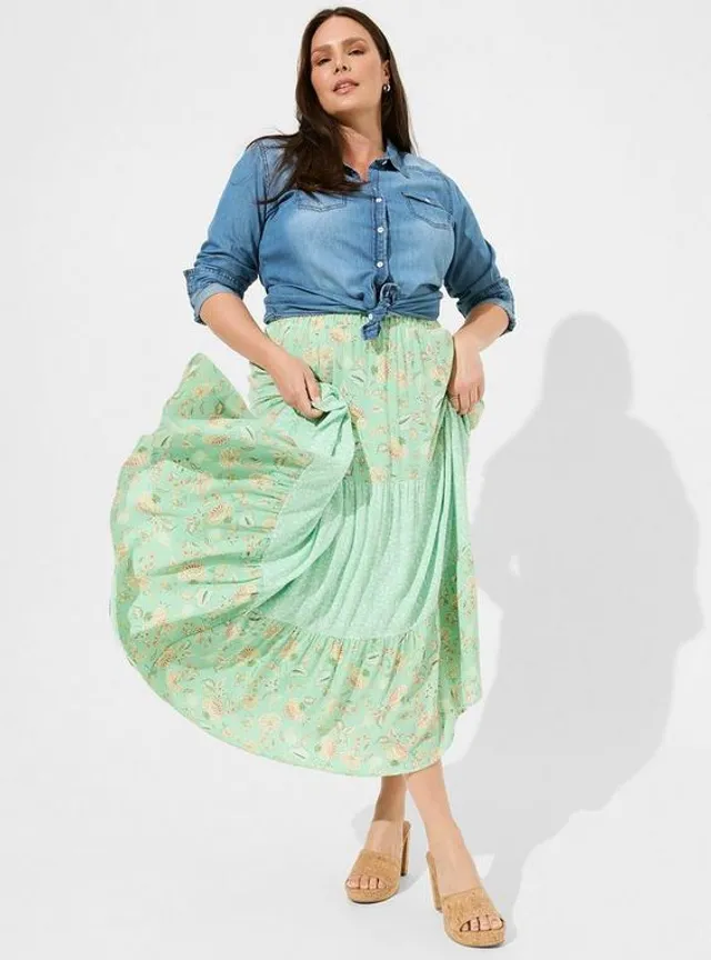 TORRID Maxi Washable Gauze Tiered Shirring Skirt