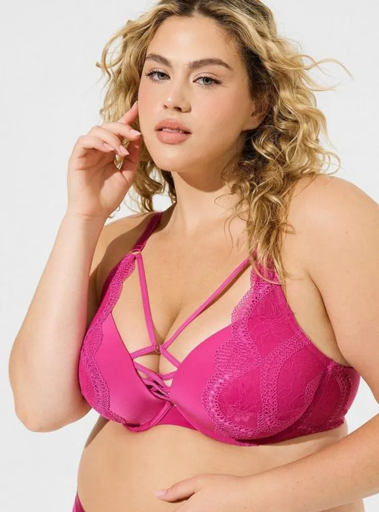 Plus Size - Plunge Push-Up Smooth With Fishnet Sling Straight Back Bra -  Torrid