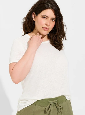 Lightweight Linen Blend Crew Neck Tee