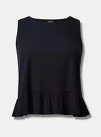 Texture Knit High Neck Ruffle Crop Top