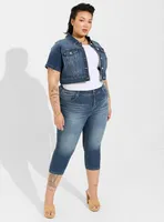 Denim Short Sleeve Cropped Trucker