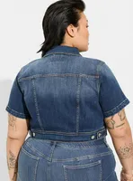 Denim Short Sleeve Cropped Trucker