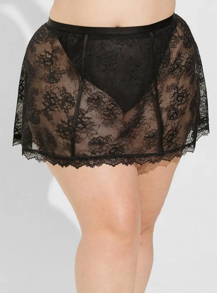 Retro Lace Skirt with G-String Panty