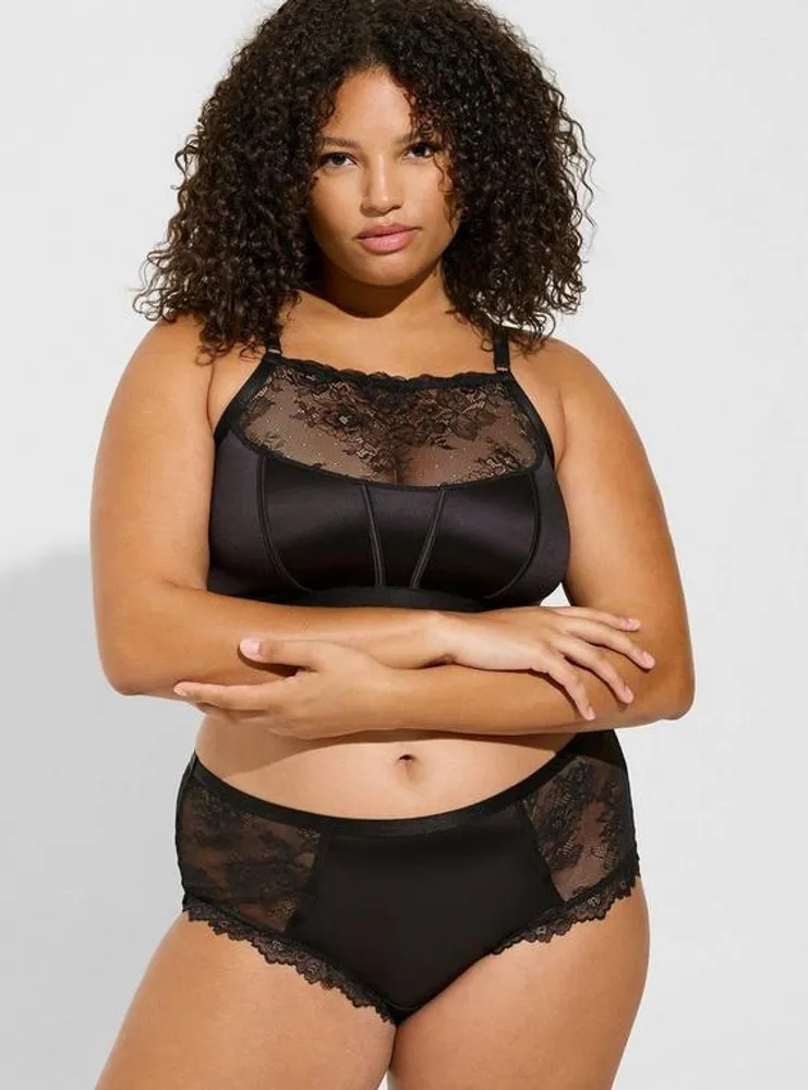 Plus Size - Floral Lace Cheeky Panty With Open Back Slit - Torrid