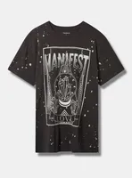 Manifest Relaxed Fit Cotton Jersey Destructed Drop Shoulder Bleach Splatter Tunic