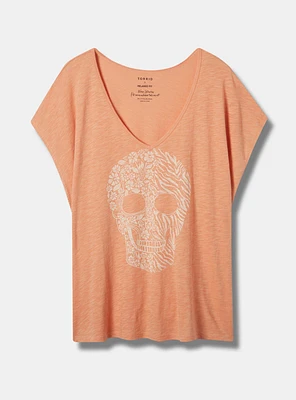 Skull Relaxed Fit Cotton Modal Slub V-Neck Dolman Tank