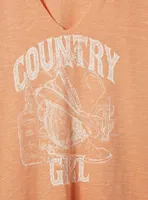 Country Girl Classic Fit Cotton Jersey Notch Neck Raglan
