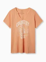 Country Girl Classic Fit Cotton Jersey Notch Neck Raglan