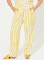 Pull-On Wide Leg Stretch Linen High-Rise Pant