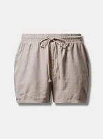 5 Inch Pull-On Stretch Linen Mid-Rise Short
