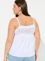 Cotton Button Up Embroidered Crochet Tank