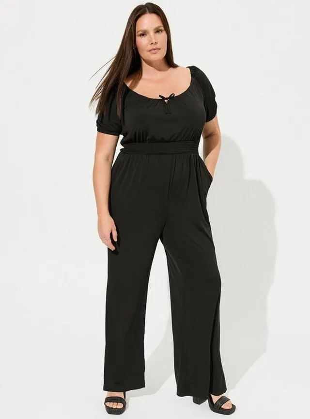 Plus Size - Studio Knit Surplice Tie Back Jumpsuit - Torrid