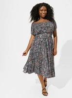 Midi Mesh Off Shoulder Peasant Dress