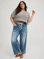 Open Stitch Pullover Oversized Cropped Sweater