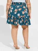 Mini Challis Smocked Waist Ruffle Edge Skirt