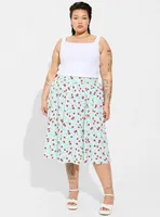 Retro Chic Midi Challis Pull-On A-Line Skirt