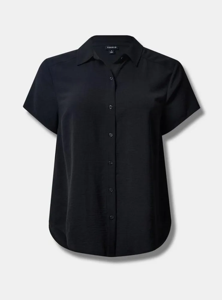 Seersucker Button Front Short Sleeve Shirt
