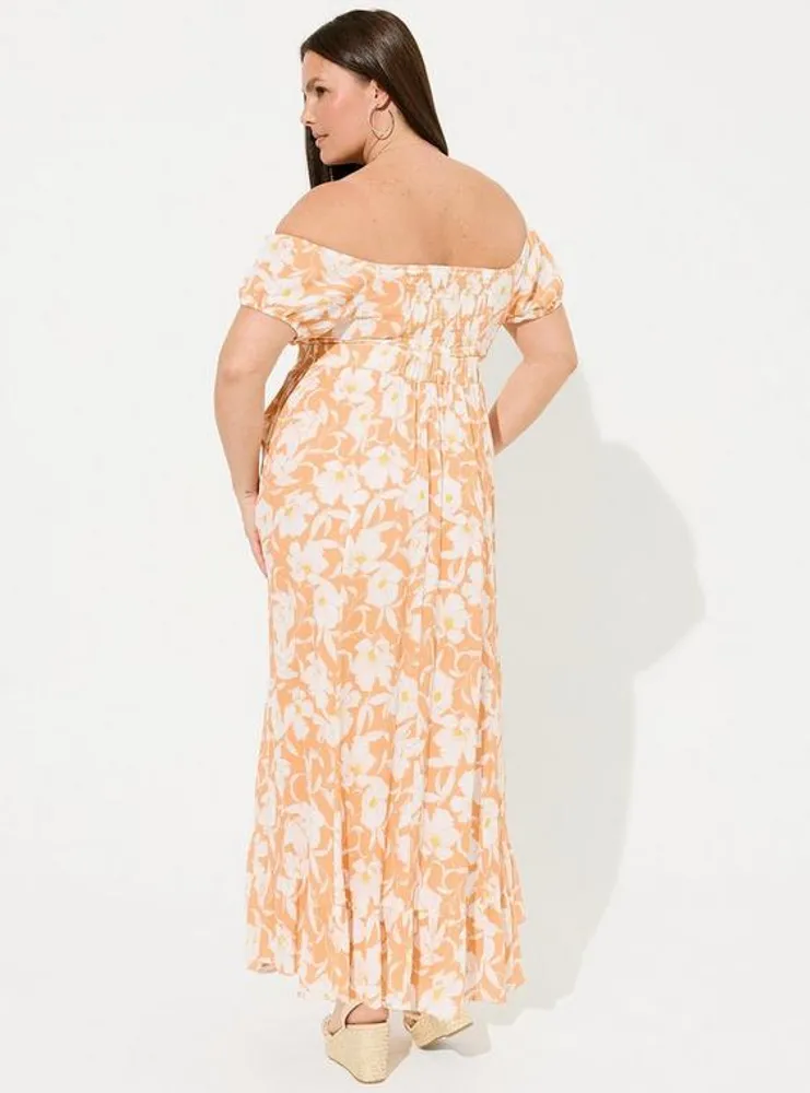 TORRID Maxi Gauze Off Shoulder Tie Front Dress