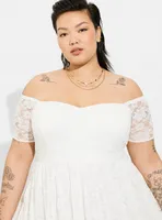 Midi Lace Off Shoulder Skater Dress