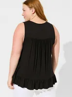 Super Soft Crew Neck Lace Yoke Tank