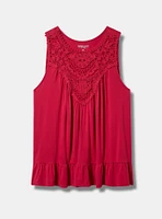 Super Soft Crew Neck Lace Yoke Tank