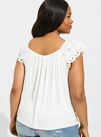 Knit Square Neck Eyelet Top