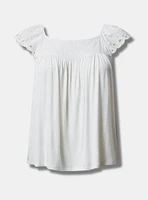 Knit Square Neck Eyelet Top