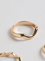 Hammered Metal Pearl Ring Set