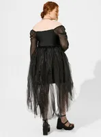 Hi-Low Off Shoulder Black Dress