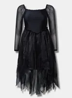 Hi-Low Off Shoulder Black Dress