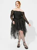 Hi-Low Off Shoulder Black Dress