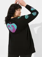 Disney Poison Apple Intarsia Button Front Cardigan Sweater