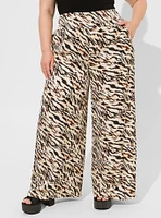 Pull-On Super Wide Leg Streaky Satin High-Rise Pant