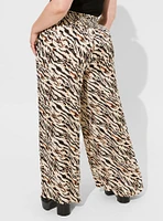 Pull-On Super Wide Leg Streaky Satin High-Rise Pant