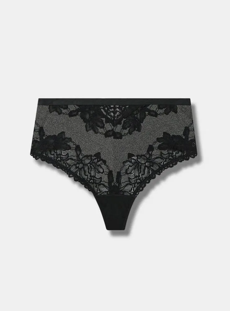 TORRID Microfiber Heather Lace Mid Rise Thong Panty