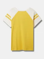 Harry Potter Hufflepuff Classic Fit Cotton Varsity Boatneck Tee