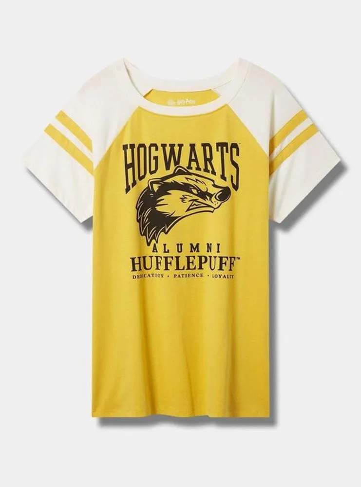 Harry Potter Hufflepuff Classic Fit Cotton Varsity Boatneck Tee