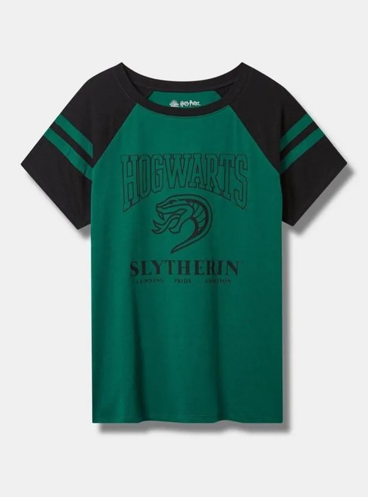 Harry Potter Slytherin Classic Fit Cotton Varsity Boatneck Tee