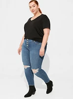 Relaxed Super Soft Slub V-Neck Tee