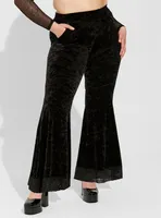 Full Length Signature Waist Velvet Flare Lace Trim Pocket Legging