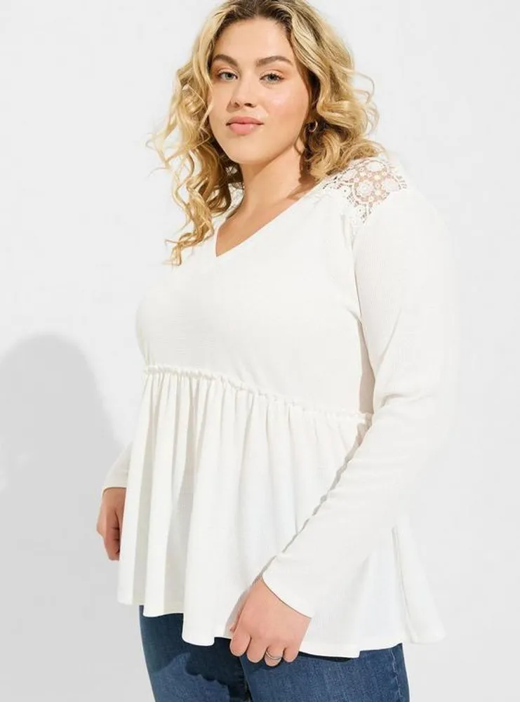 Plus Size - Stretch Lace And Mesh Crew Neck Long Sleeve Top - Torrid